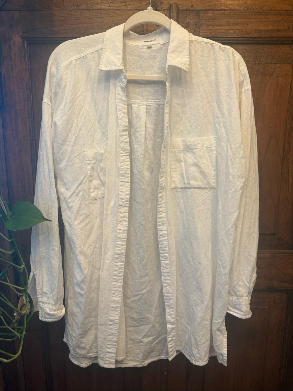 Thread & Supply White Lightweight Button-Front Shirt